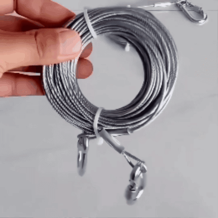 Heavy-Duty Stainless Steel Clothesline with Carabiner Hooks. 10 YEARS WARRANTY