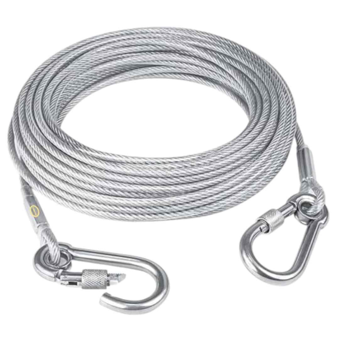 Heavy-Duty Stainless Steel Clothesline with Carabiner Hooks. 10 YEARS WARRANTY