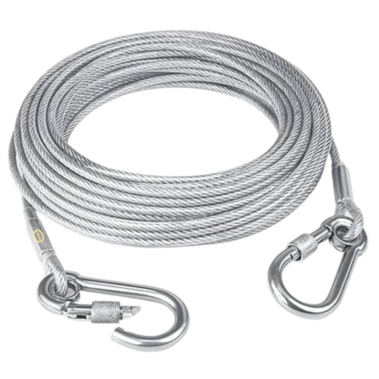 Heavy-Duty Stainless Steel Clothesline with Carabiner Hooks. 10 YEARS WARRANTY