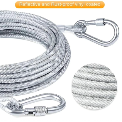 Heavy-Duty Stainless Steel Clothesline with Carabiner Hooks. 10 YEARS WARRANTY